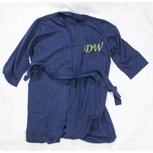 New Womens Size L/XL Navy Blue Leisure Robe Monogram DW Embroidered Lightweight